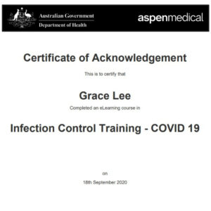 Training certificate for Covid19