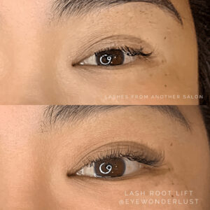 Eyewonderlust Eyelash Extensions for Downward Facing Lashes - Before and After Cosmetic Treatment and Correction Comparison